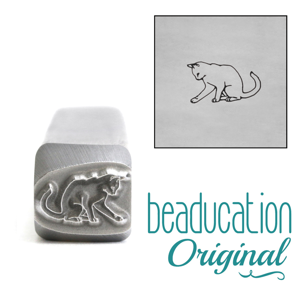 Metal Stamping Tools Playing Cat Metal Design Stamp, 8mm - Beaducation Original